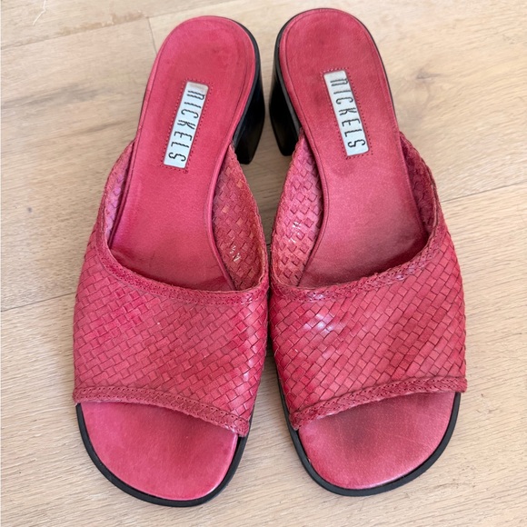 Nickels Shoes - Nickels Pink Woven Slide Mules